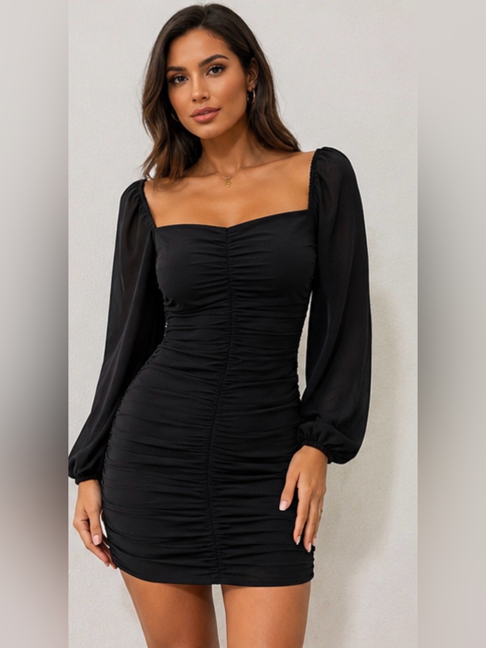 🖤 Little Black Dress / Small Ruched Off-Shoulder Mini Dress – S 🖤